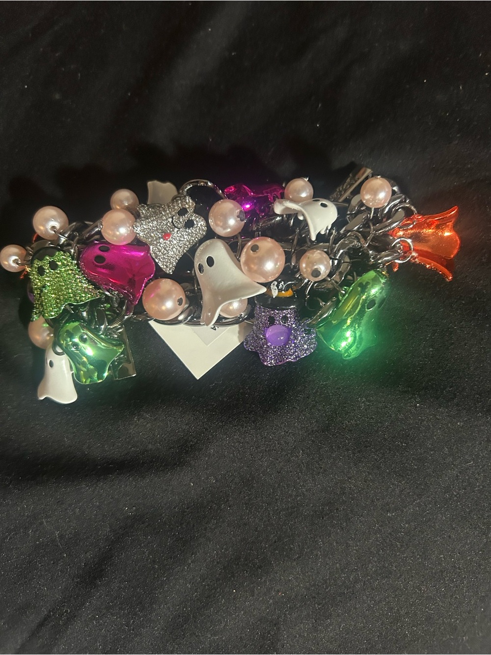 Betsey Johnson Multicolor Ghost & Pearl Charm Bracelet - Picture 6 of 6